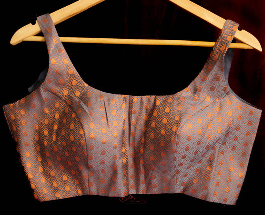 Metallic Grey Benarasi Blouse