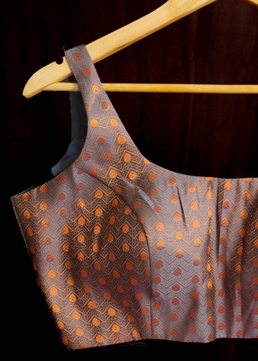 Metallic Grey Benarasi Blouse