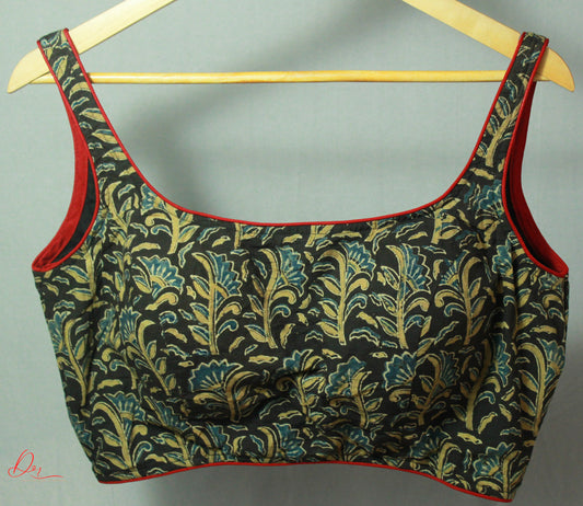 Green Ajrakh Sleeveless Blouse
